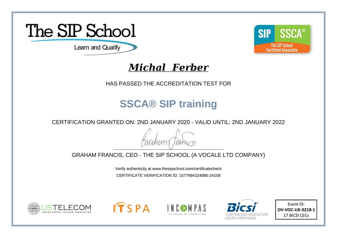 SSCA® 'Elite' SIP training and SIP Certification